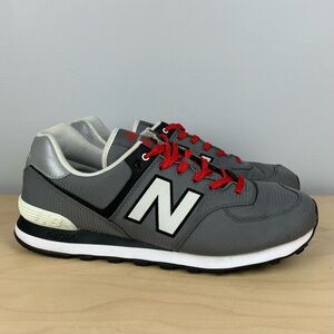 New Balance Men’s Size 11.0 D 574 Gray Red Black Athletic Running Shoes